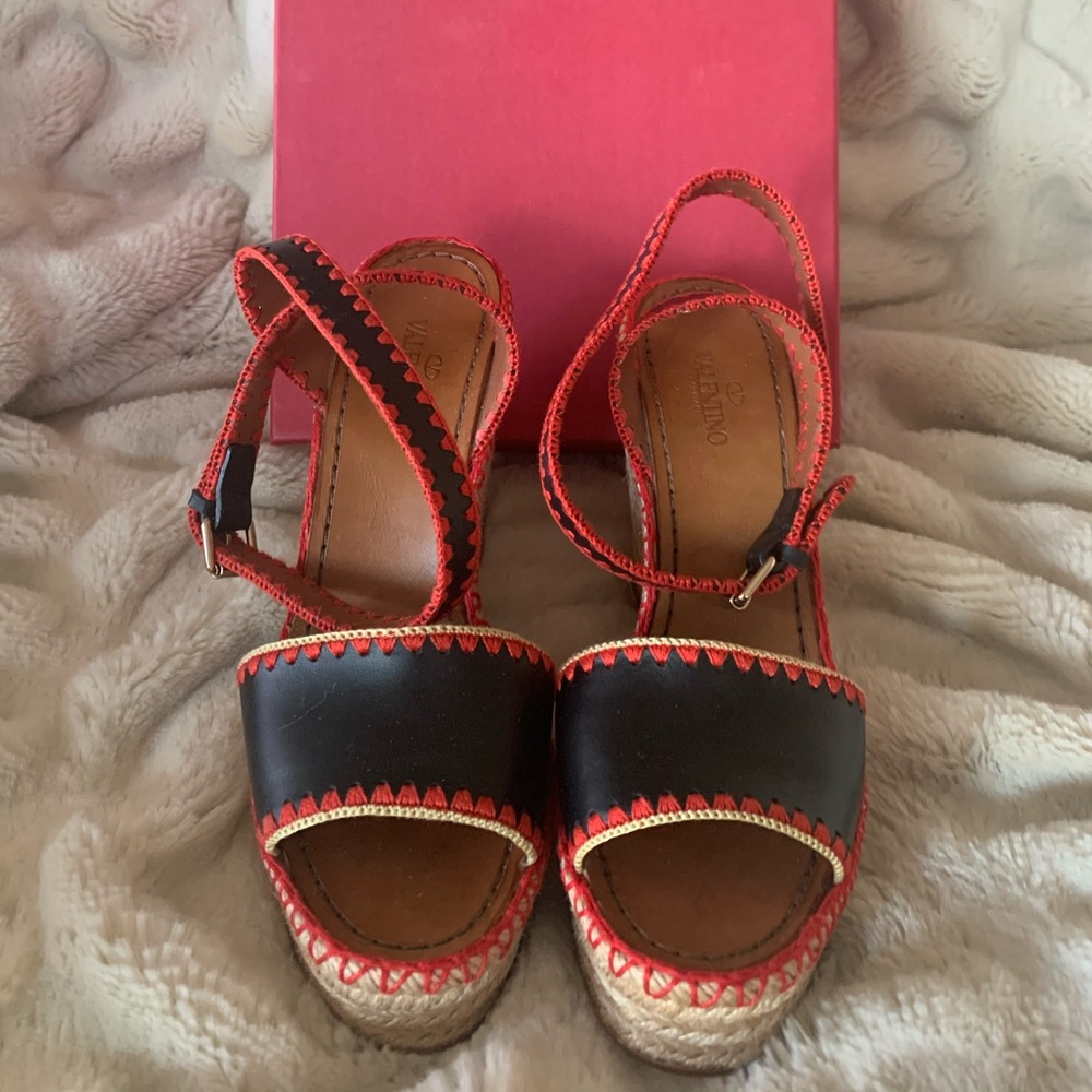 Black Valentino Garavani Wedge Sandals